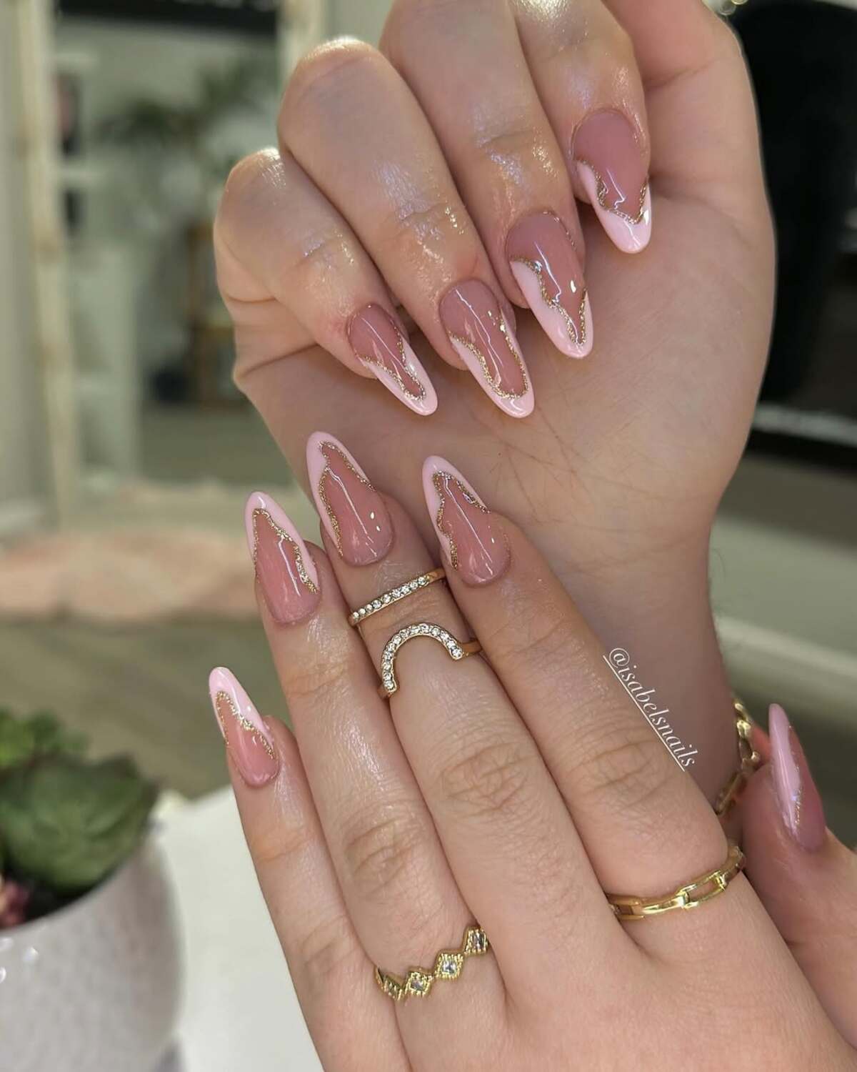 7. Glamorous Pink with Gold Accents