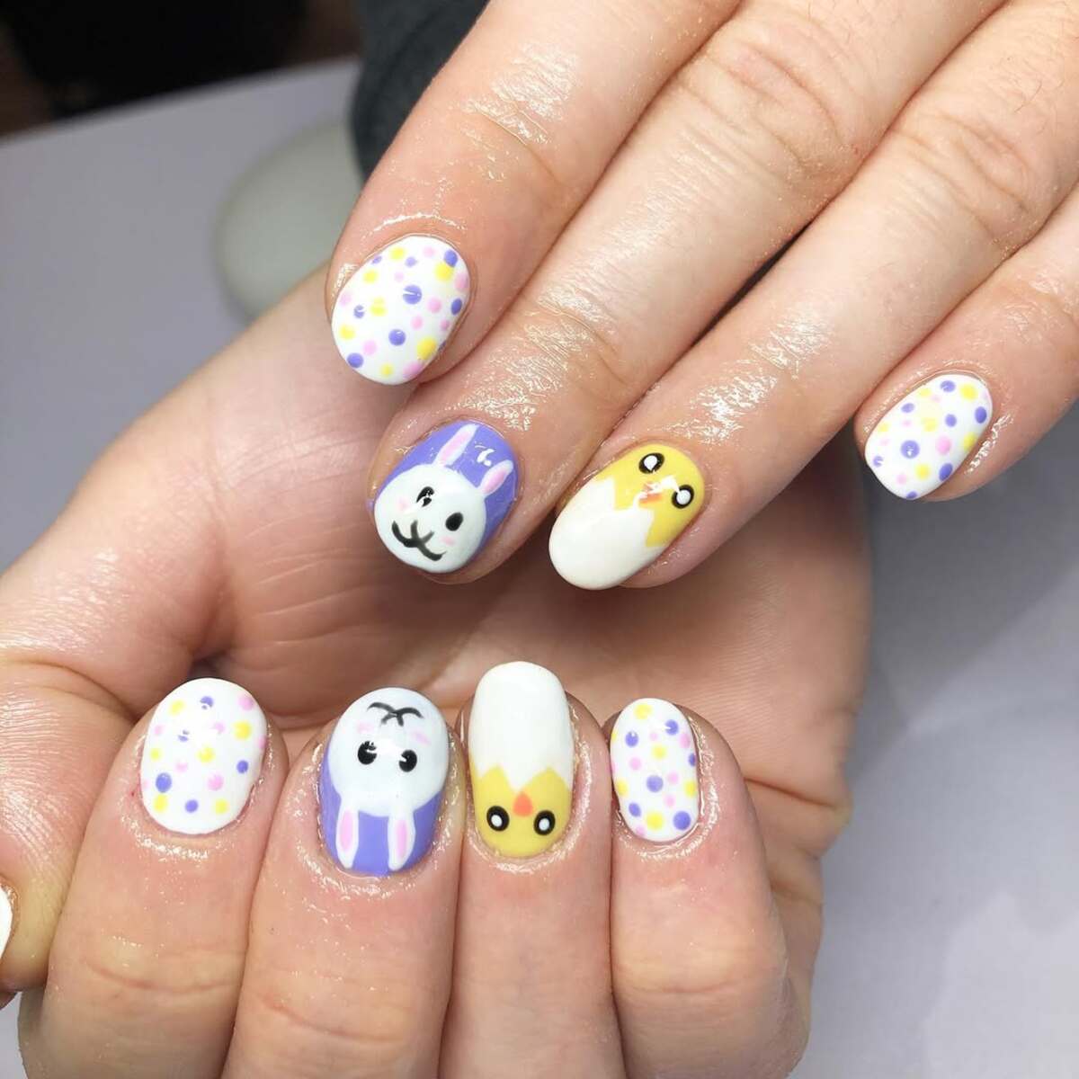 23. Easter Bunny and Baby Chick Nail Art