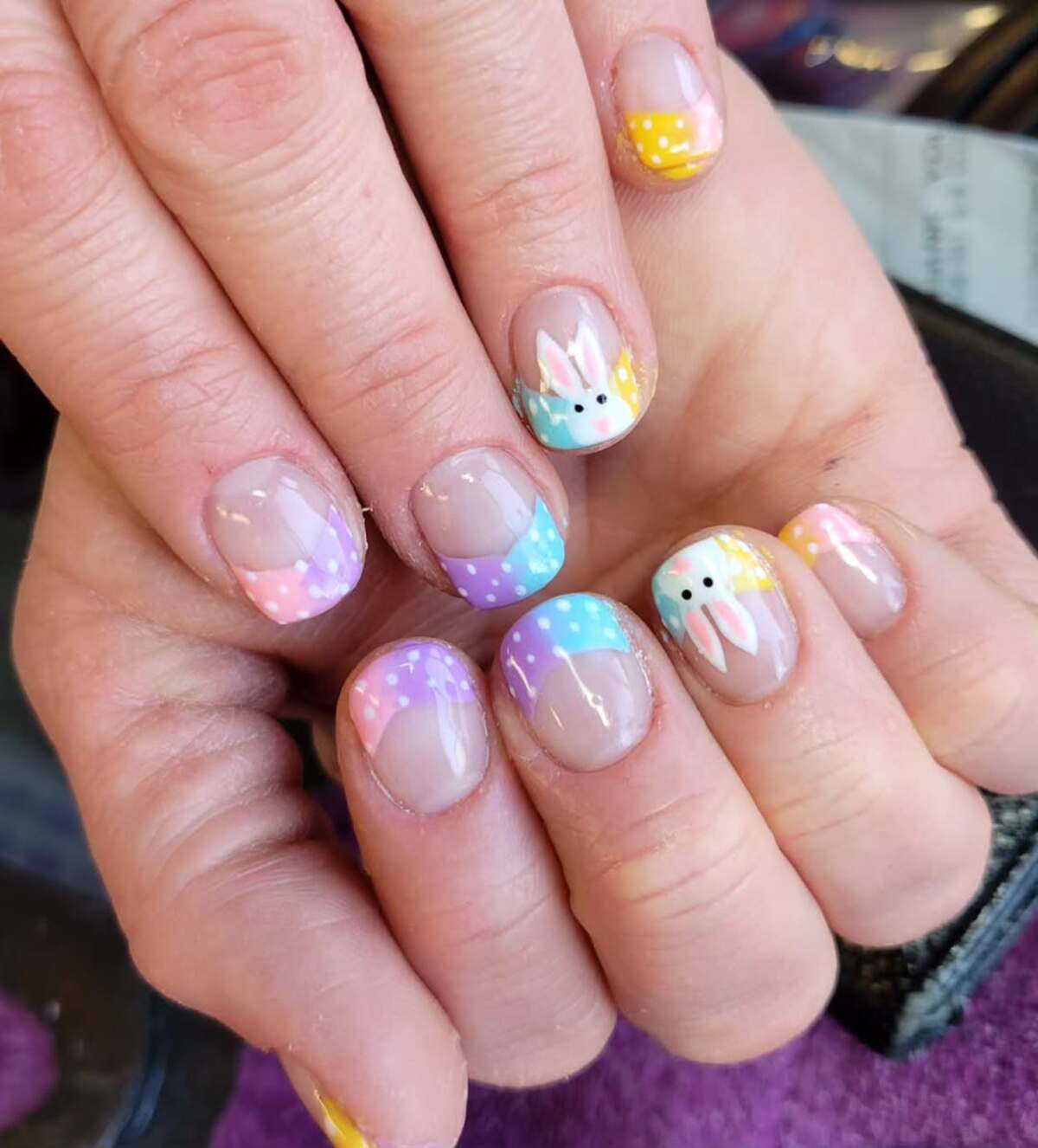 4. Pastel French Tips with Bunny Accents
