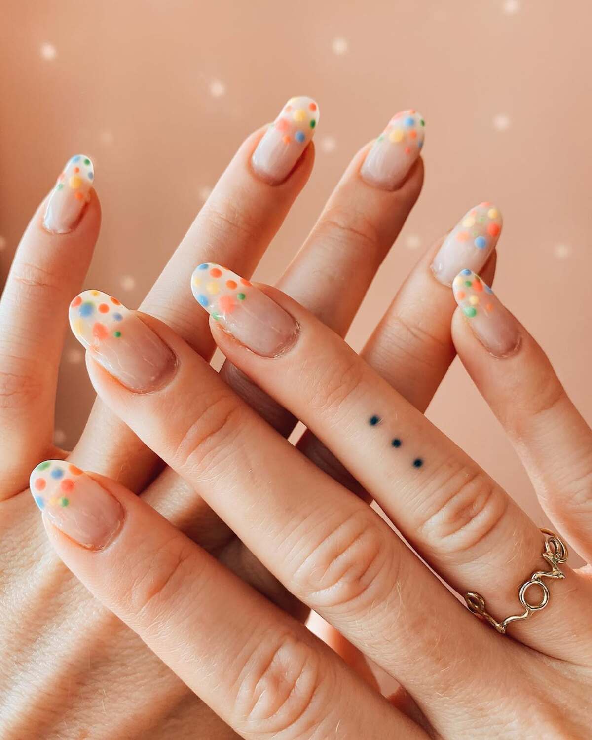 11. Colorful Polka Dot French Tips