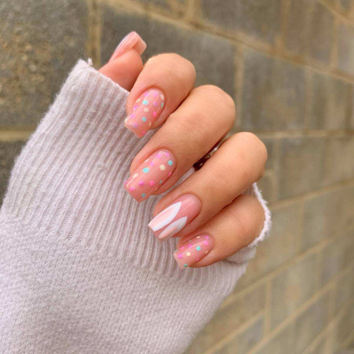 16. Pastel Polka Dots with Geometric Accents