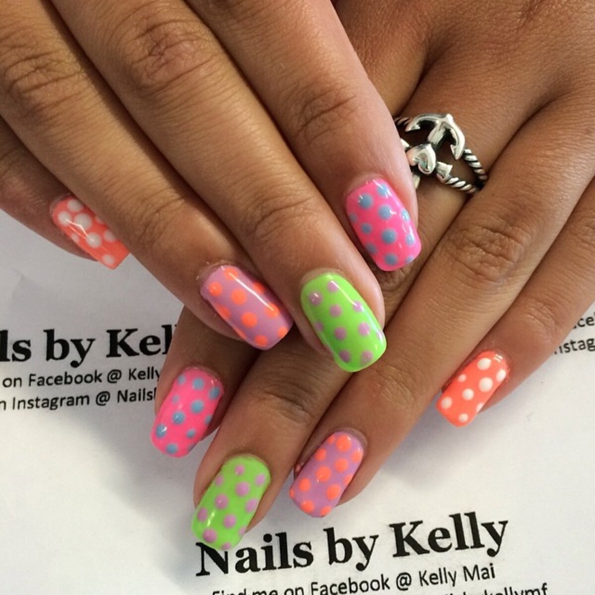 22. Neon Easter Polka Dots for a Bold Look