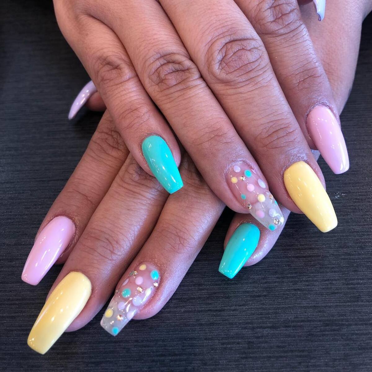 27. Pastel Perfection with Transparent Polka Dot Accents