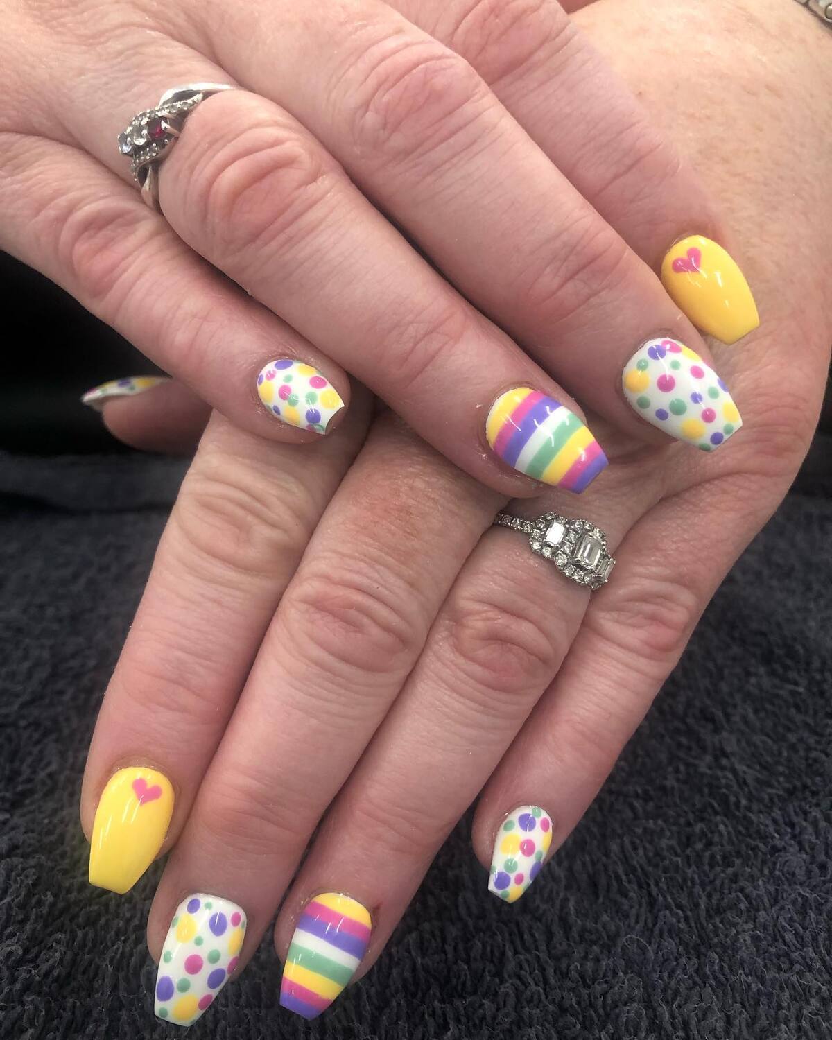 28. Bright Polka Dots and Stripes for a Festive Easter