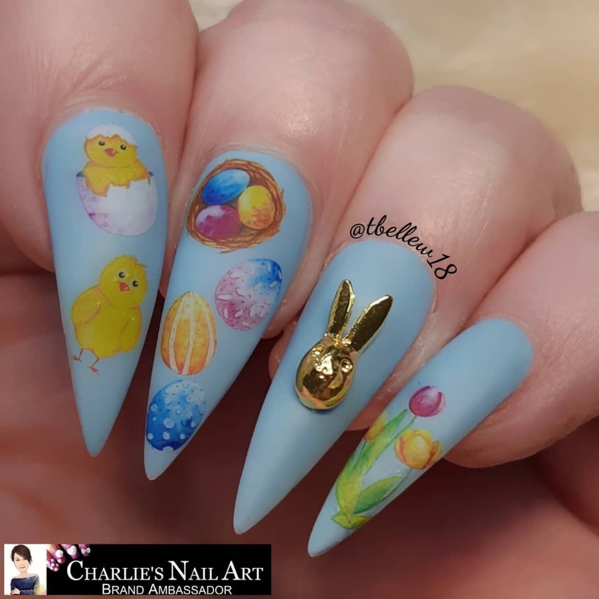 6. Watercolor Easter Chicks and Golden Bunny Charm