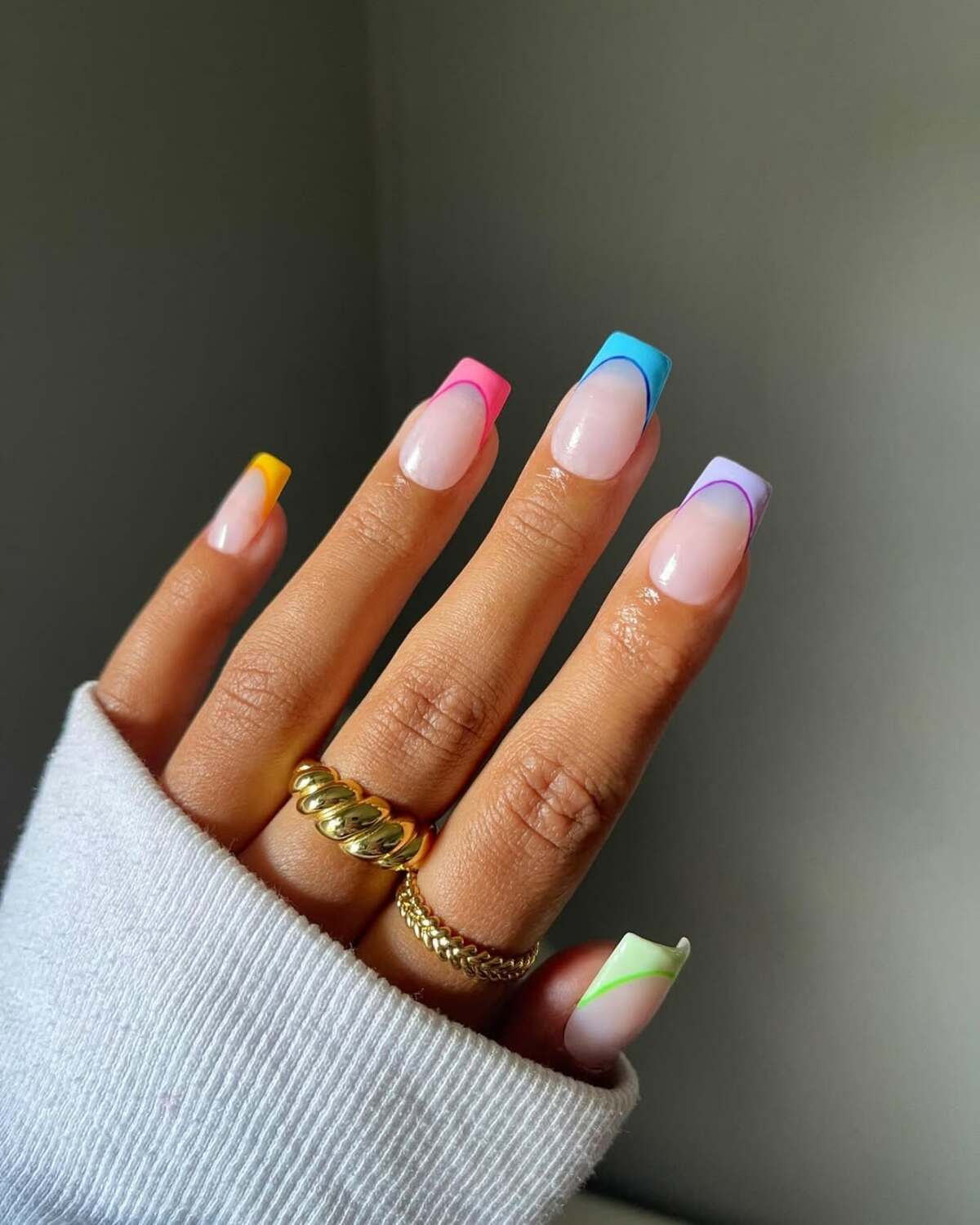 11. Vibrant Multi-Color French Tips