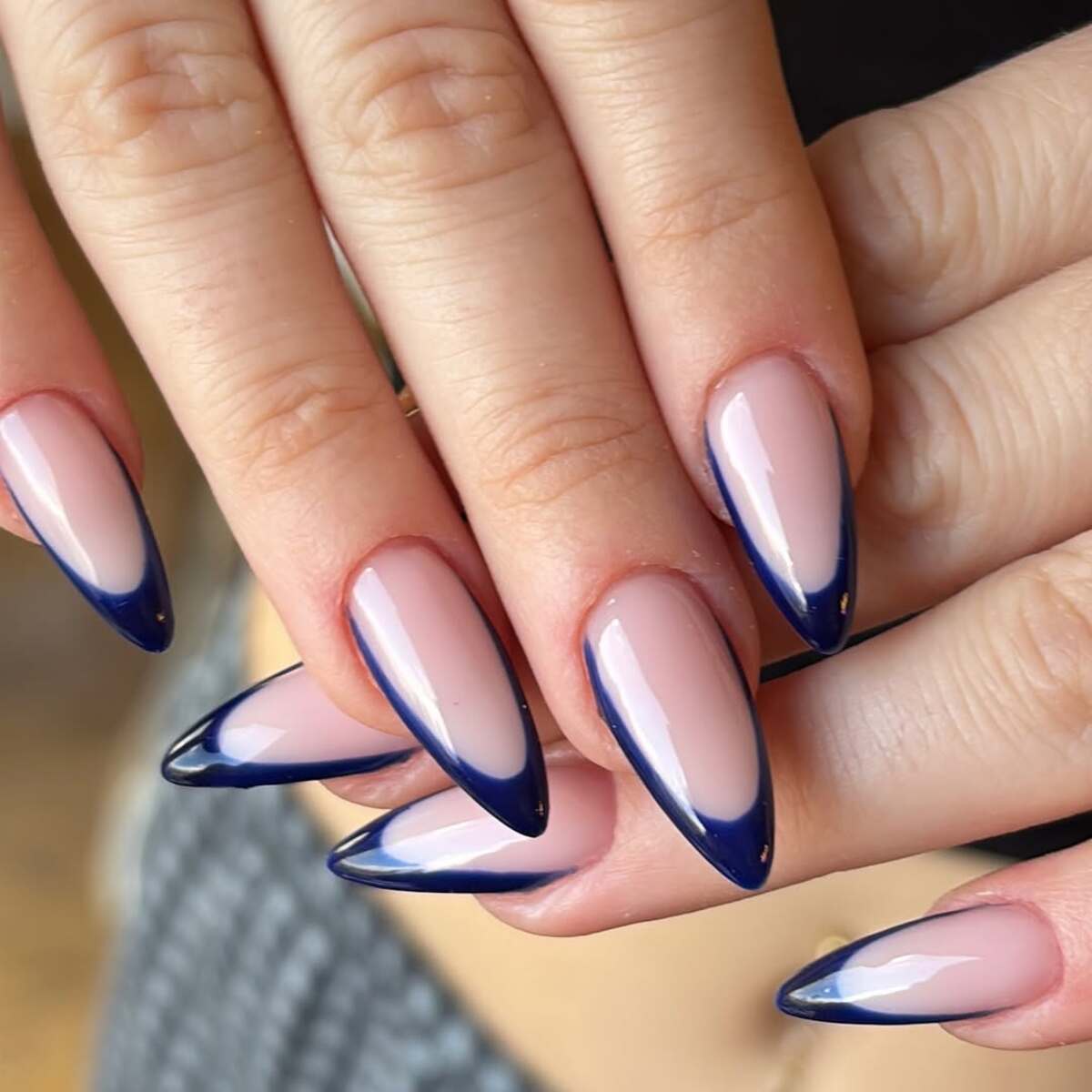 18. Deep Blue French Tips for a Bold Statement