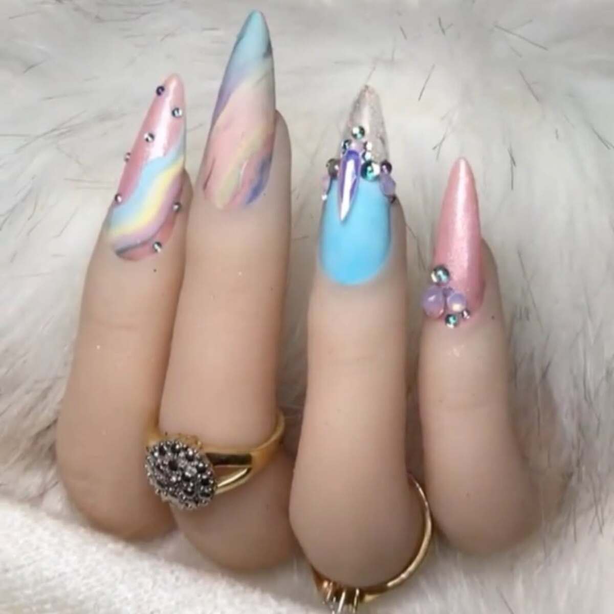 15. Pastel Watercolor and Rhinestone Fantasy