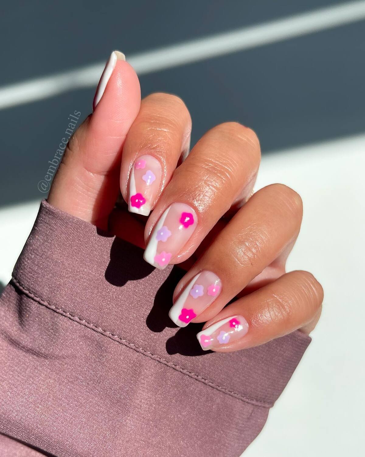 16. Playful Pastel Floral French Tips