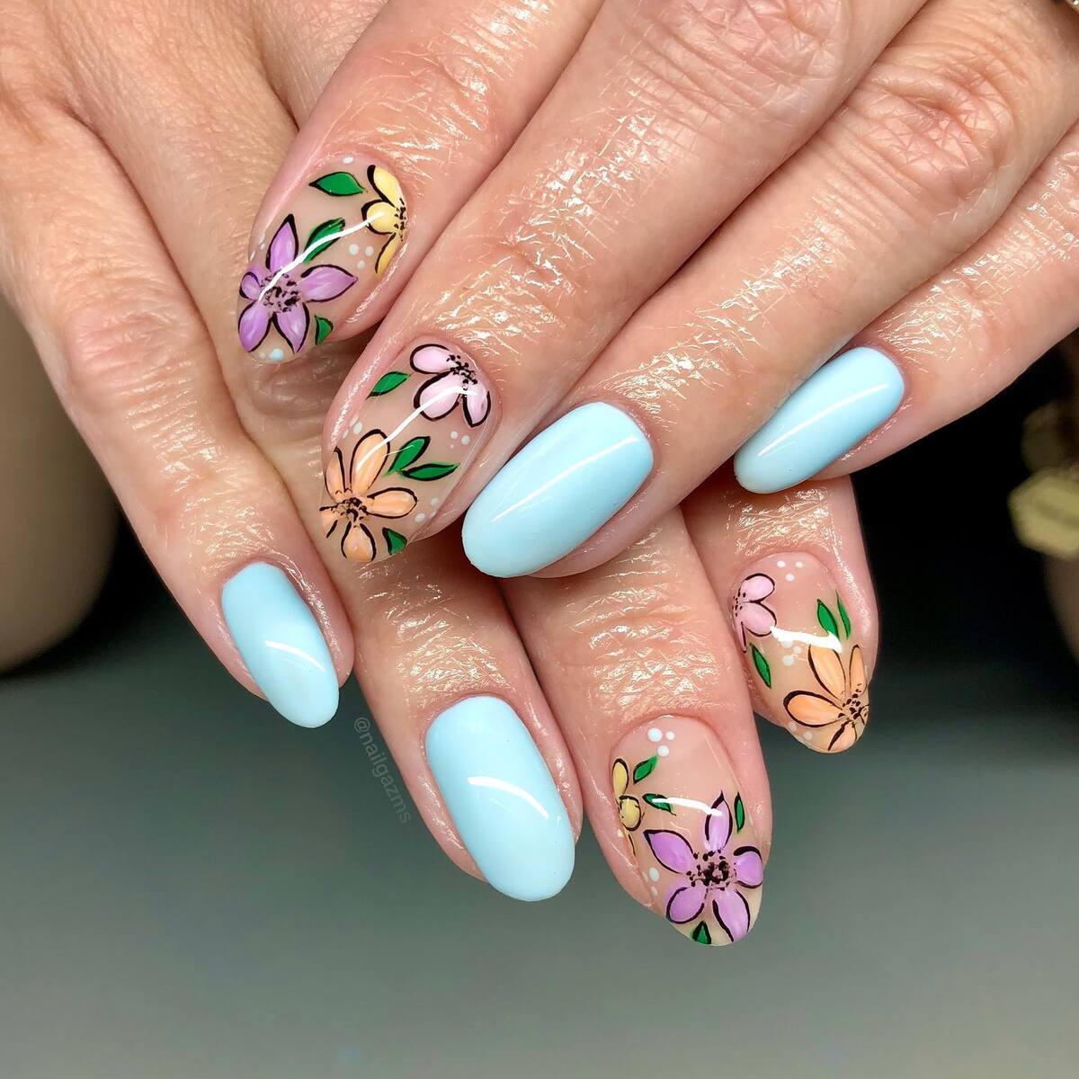 25. Sky Blue and Floral Harmony