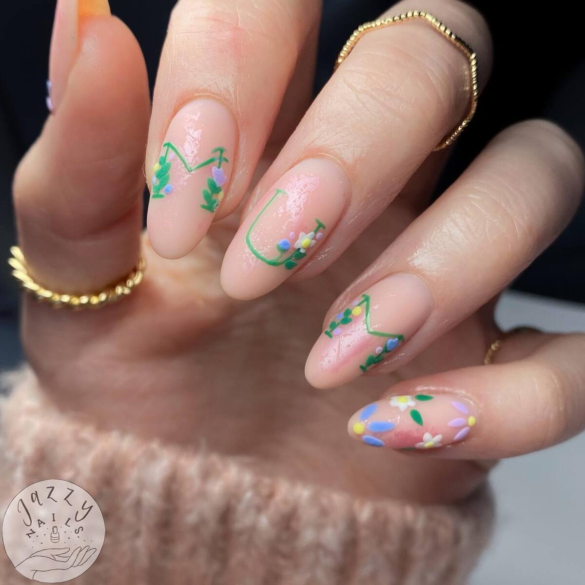 7. Personalized Floral Lettering