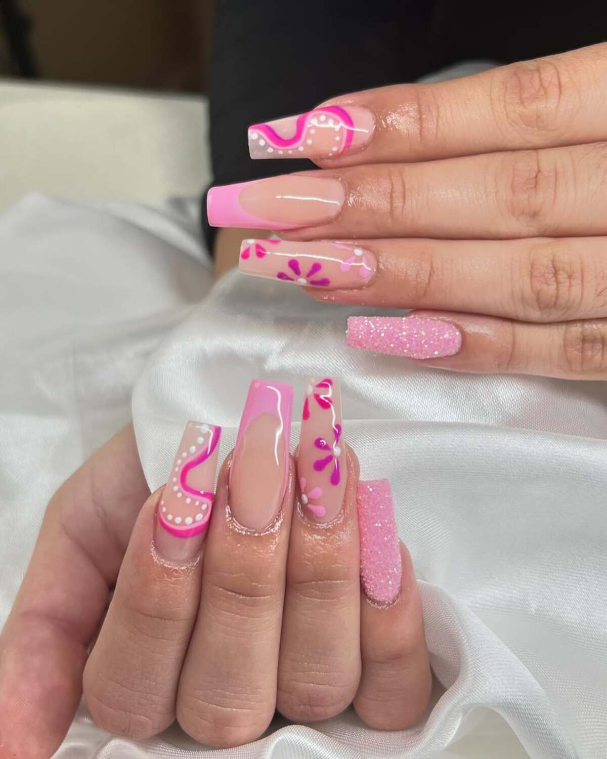 22. Playful Pink Abstract Nail Art