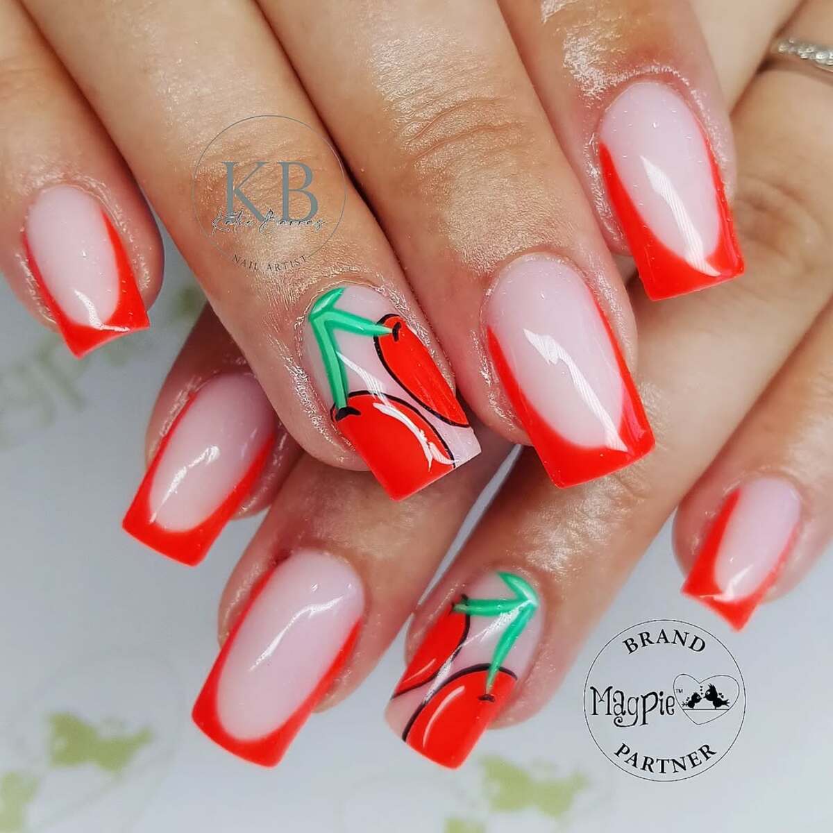 20. Juicy Cherry French Tips