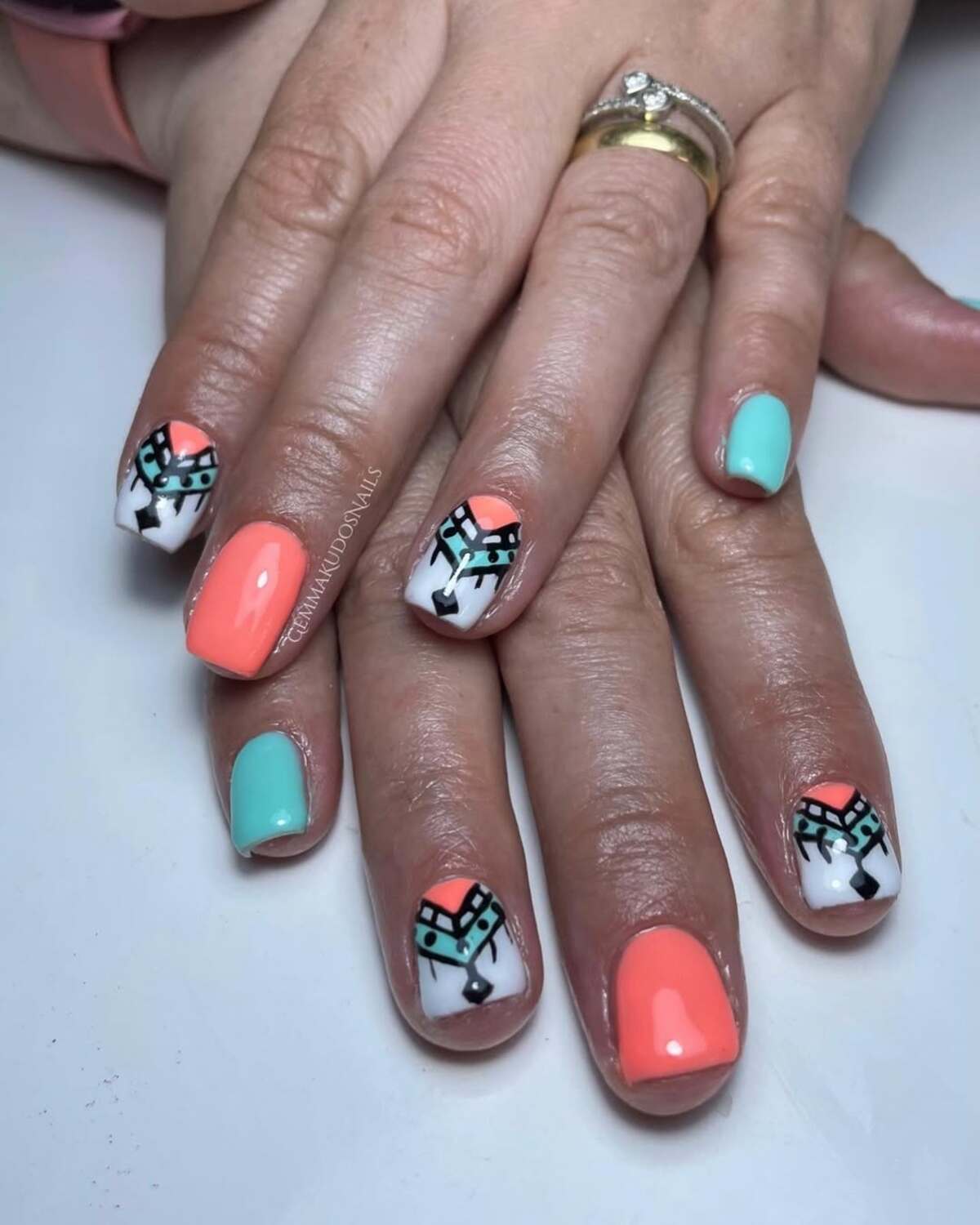 22. Aztec-Inspired Tribal Nail Art