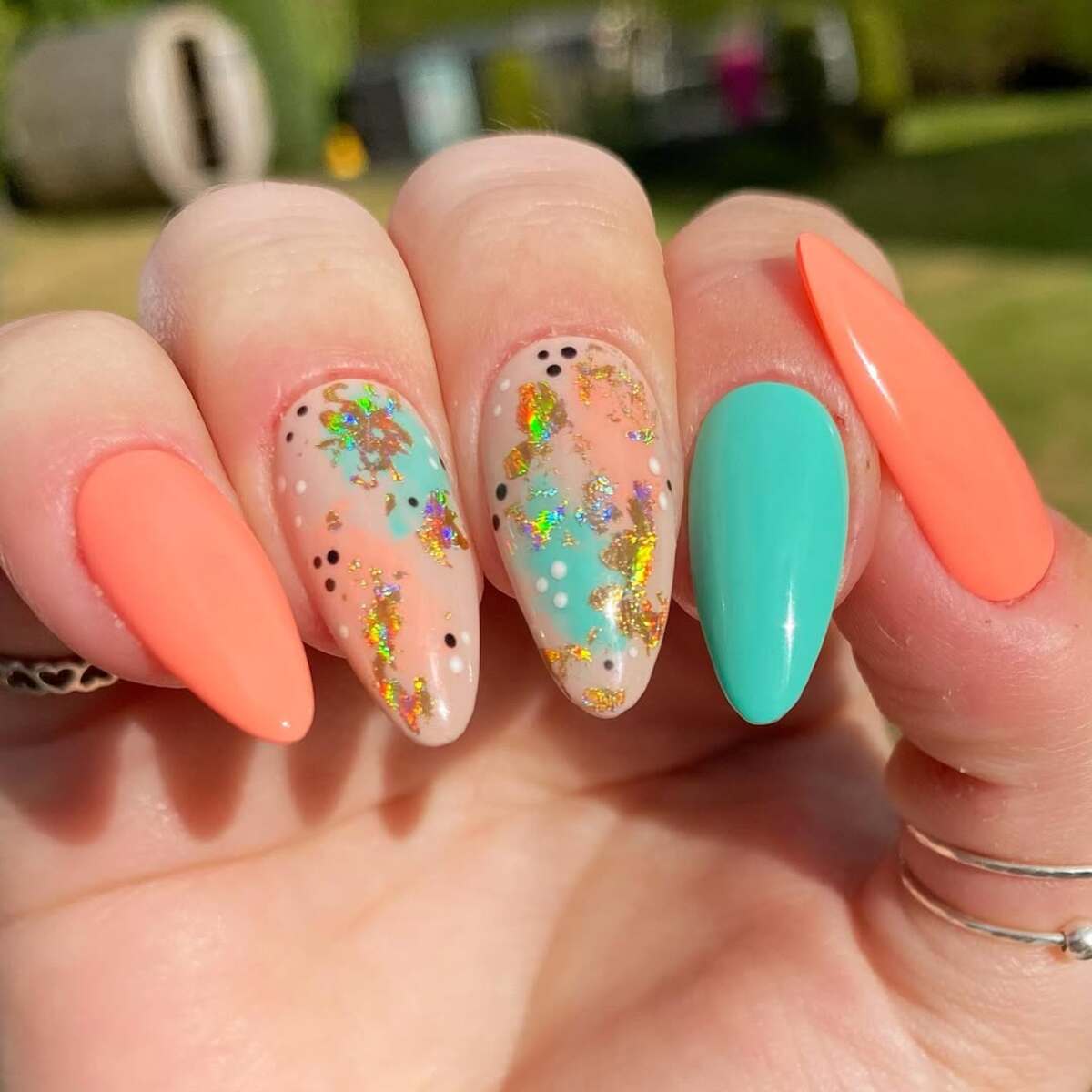 23. Gold Flakes and Pastel Elegance