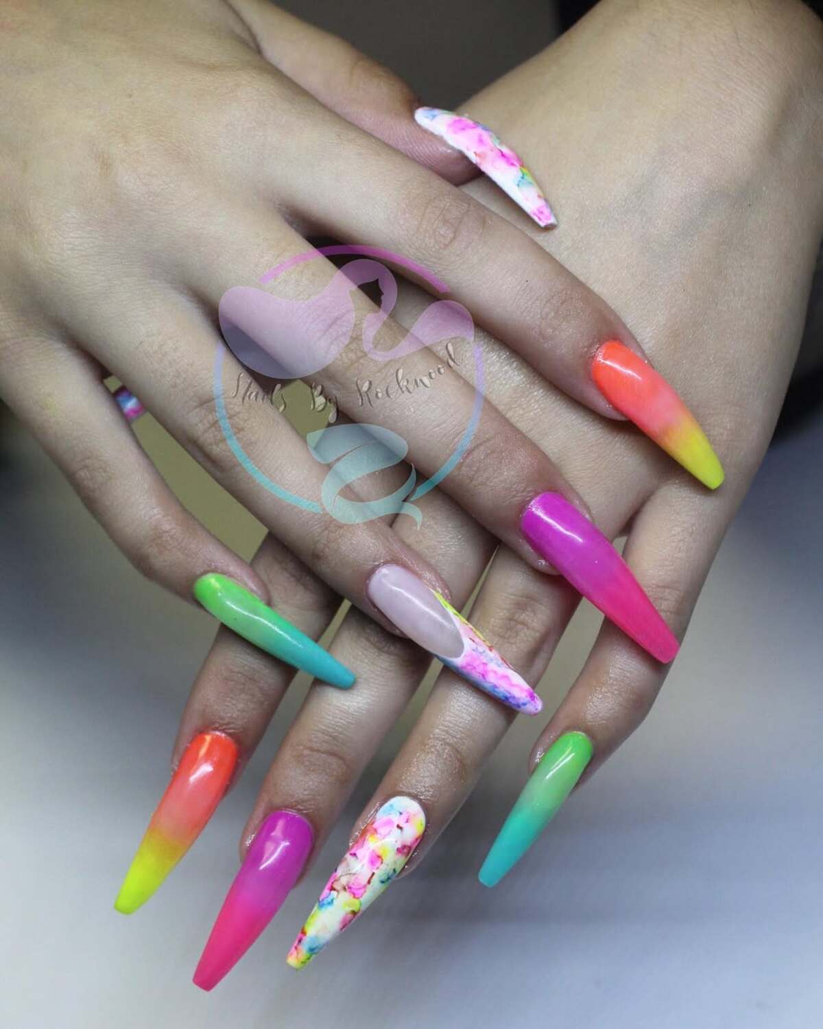 15. Rainbow Ombre with a Splash of Floral Art