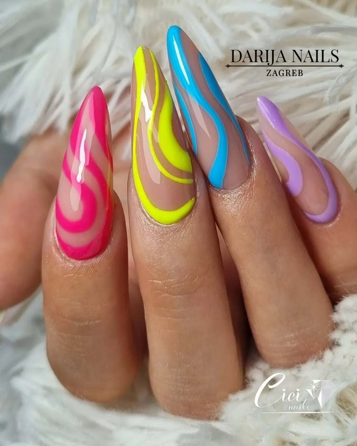 17. Retro Neon Swirls for a Fun