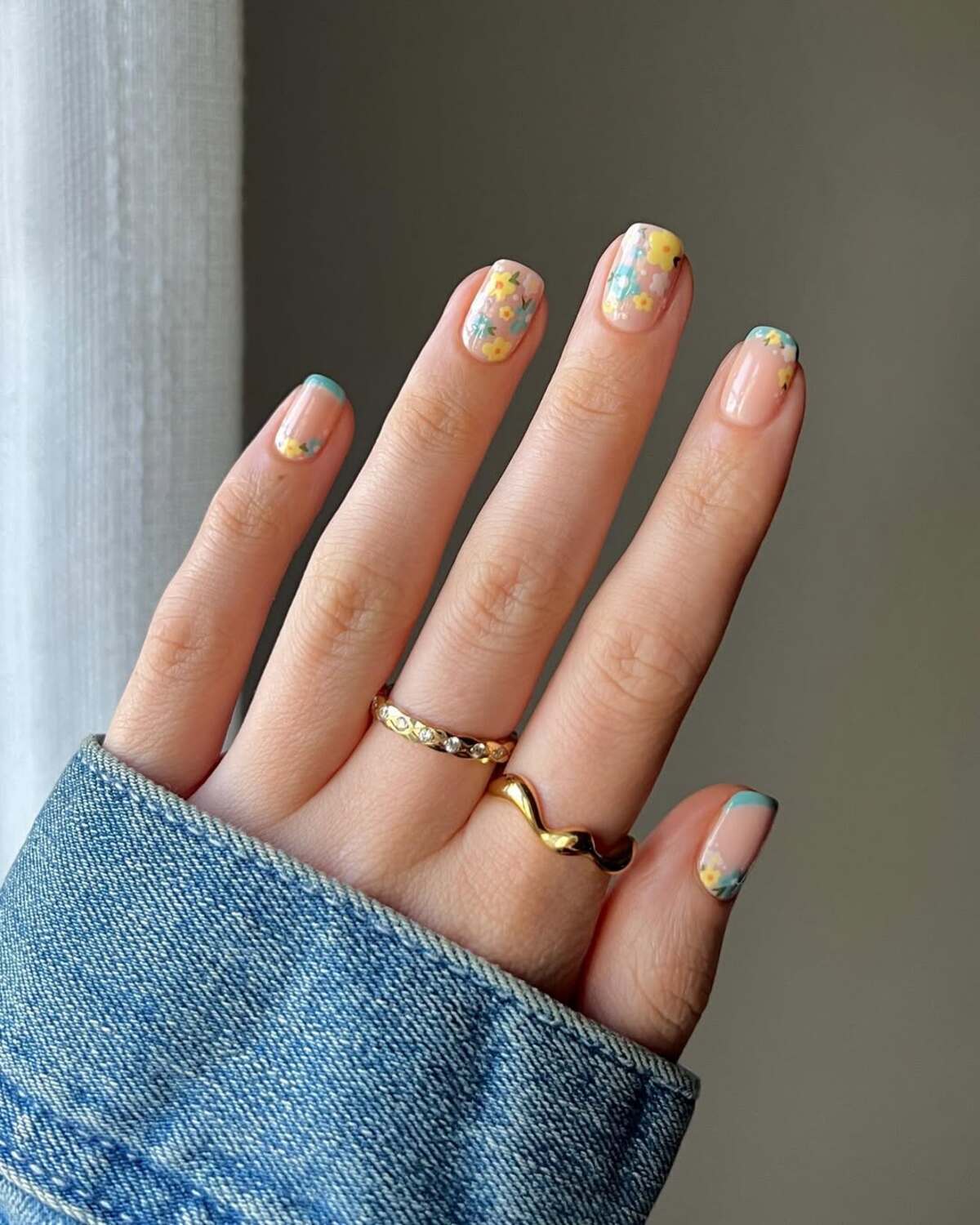 9. Pastel Floral French Tips for a Soft Spring Look