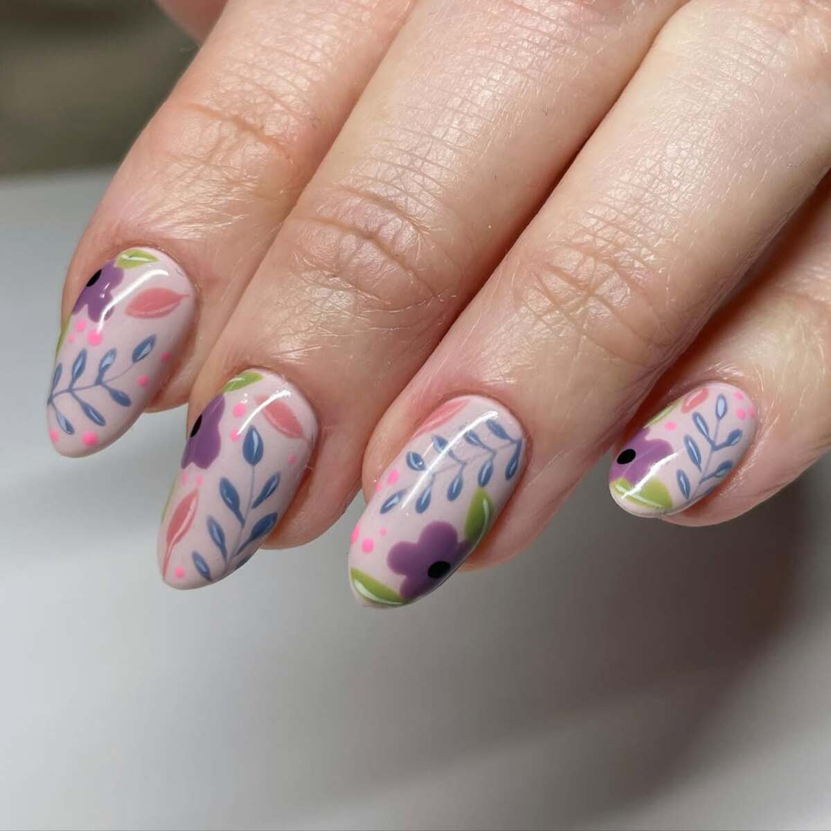 15. Botanical-Inspired Floral Nail Art