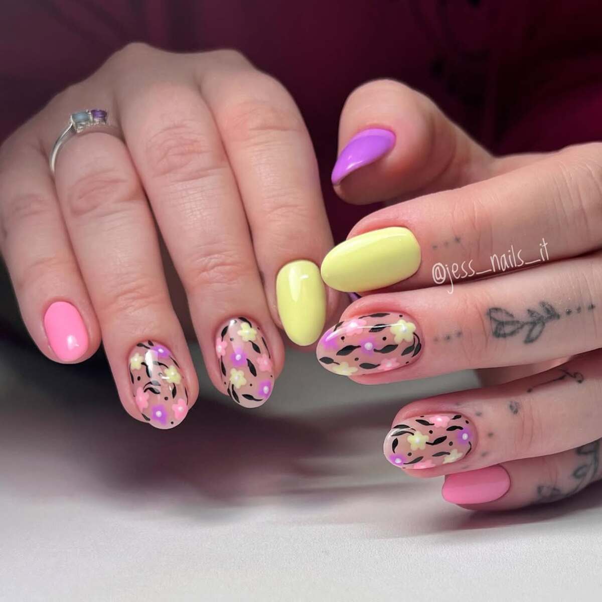17. Playful Pastel Leopard with Floral Accents