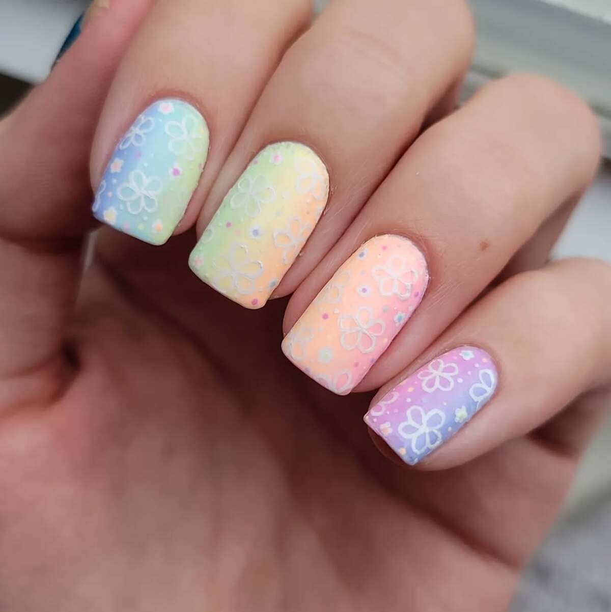 19. Matte Pastel Rainbow with Floral Stamping