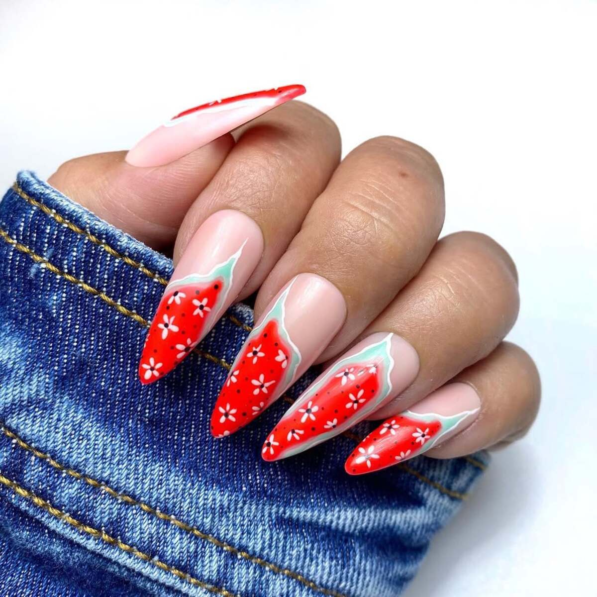 25. Watermelon-Inspired Summer Nails