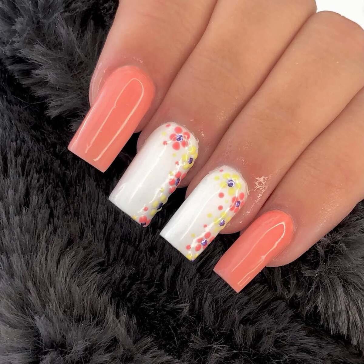 21. Soft Coral and White with Delicate Dotted Accents