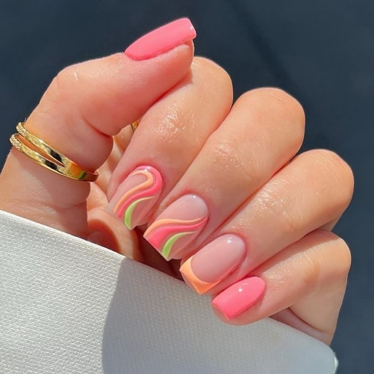 20. Soft Pink with Pastel Neon Accents