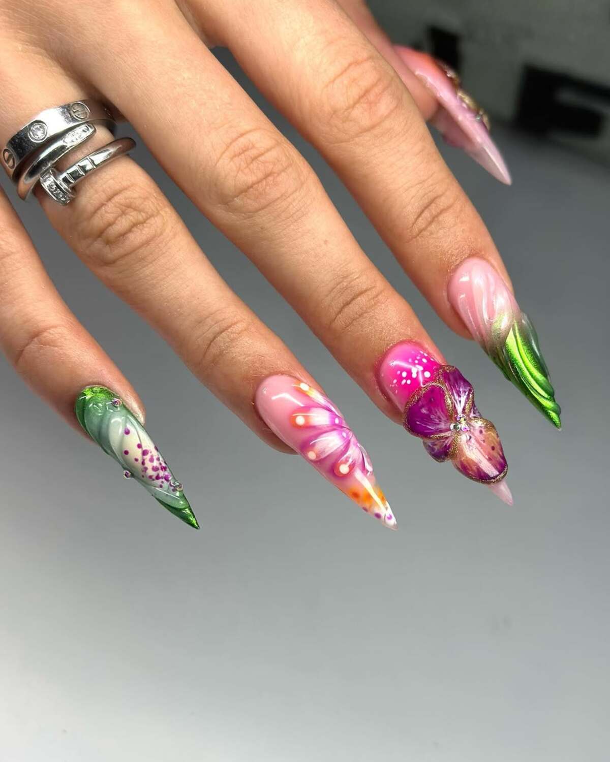 17. Botanical Stiletto with Exotic Orchid Accents