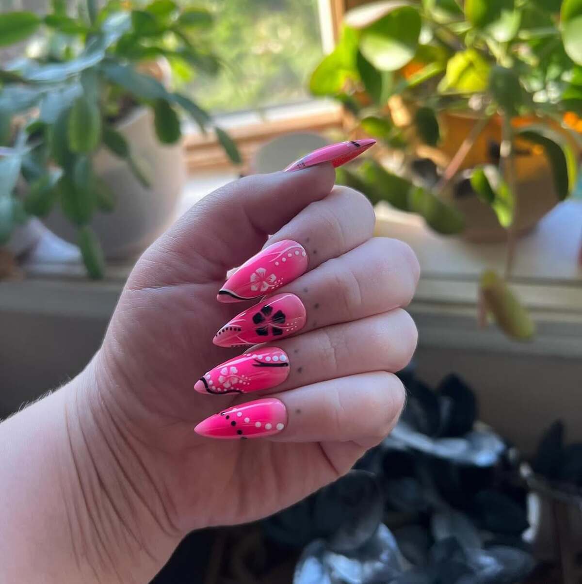 19. Bold Pink with Hawaiian Floral Accents