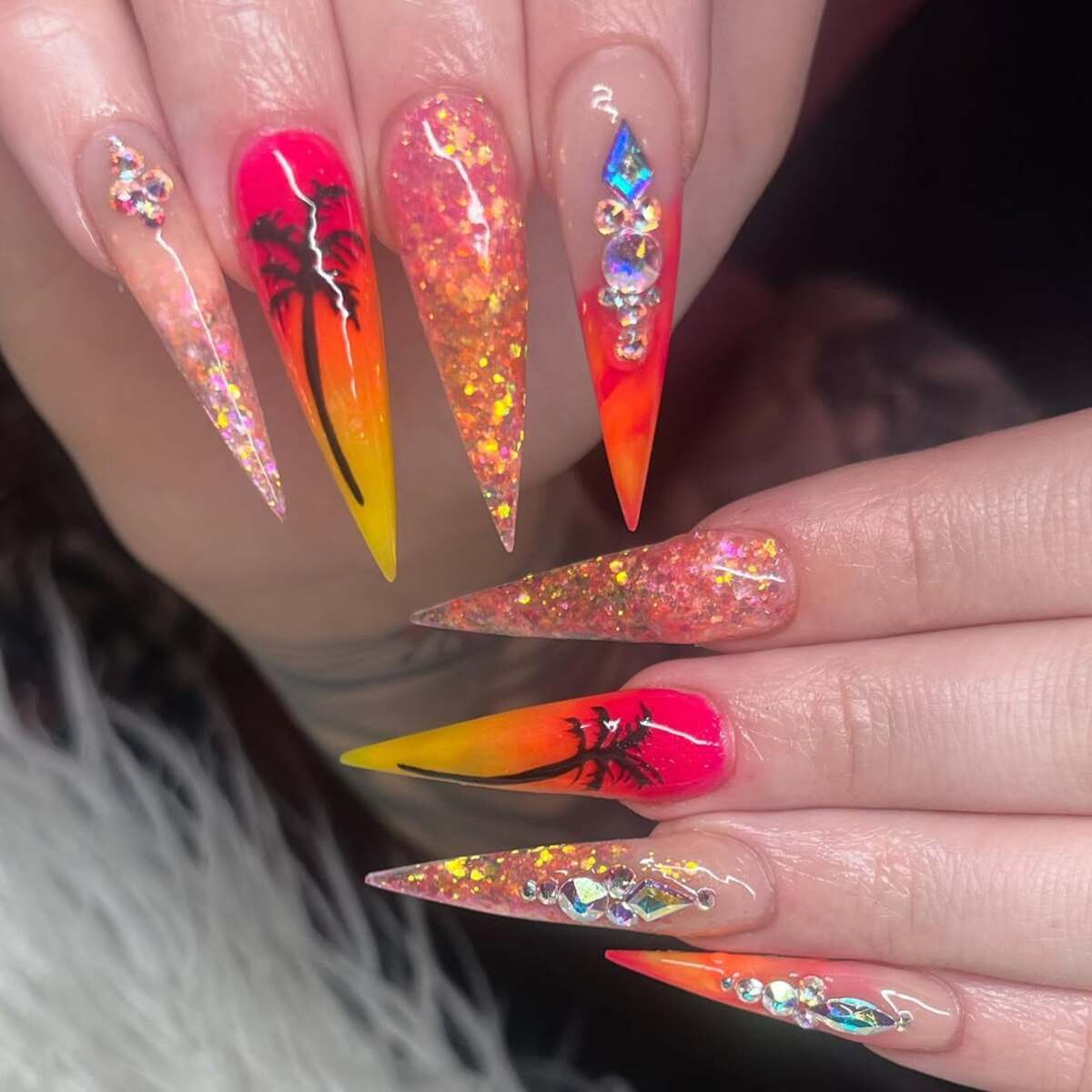 20. Sunset Glow with Crystal Embellishments