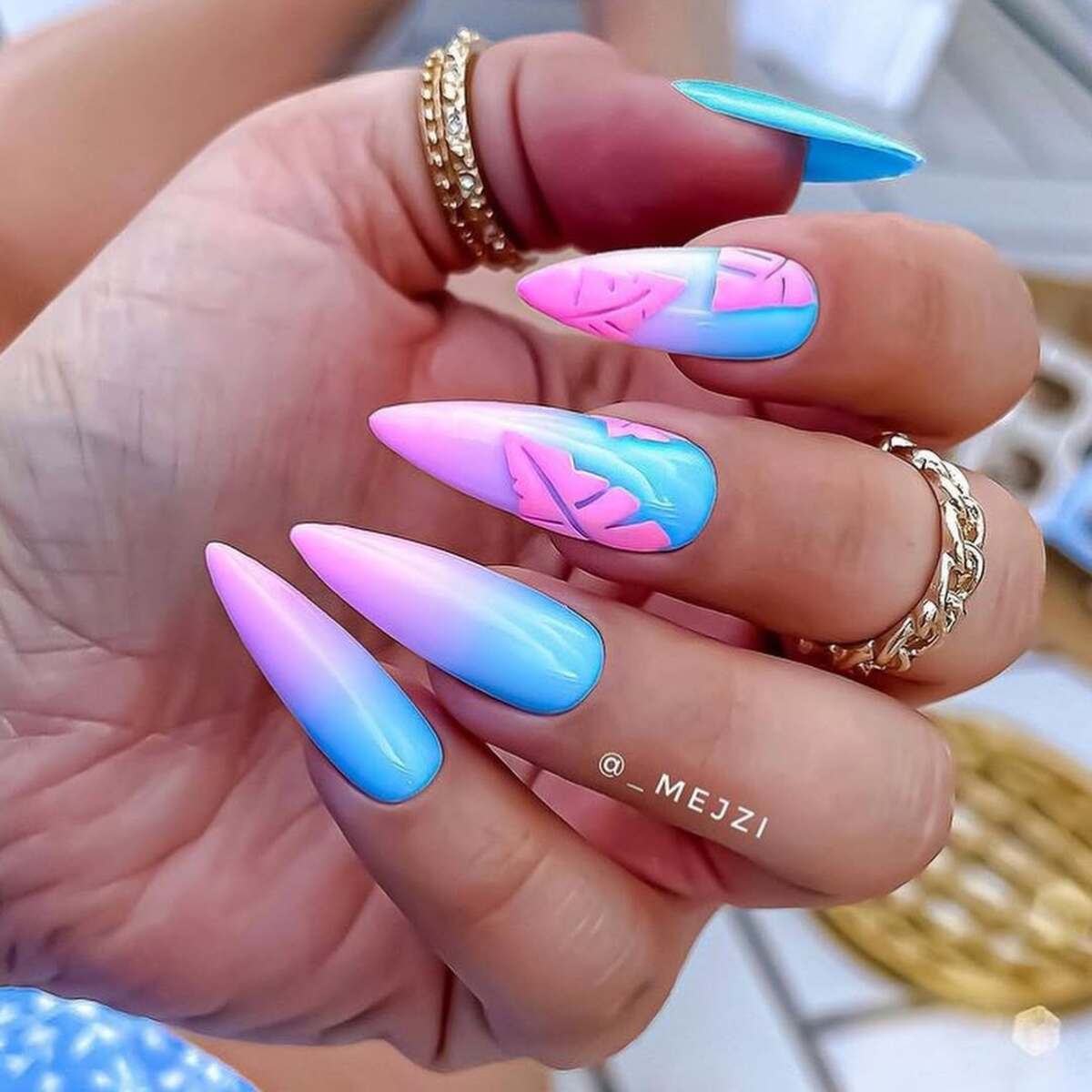 27. Cotton Candy Sky with Palm Leaves