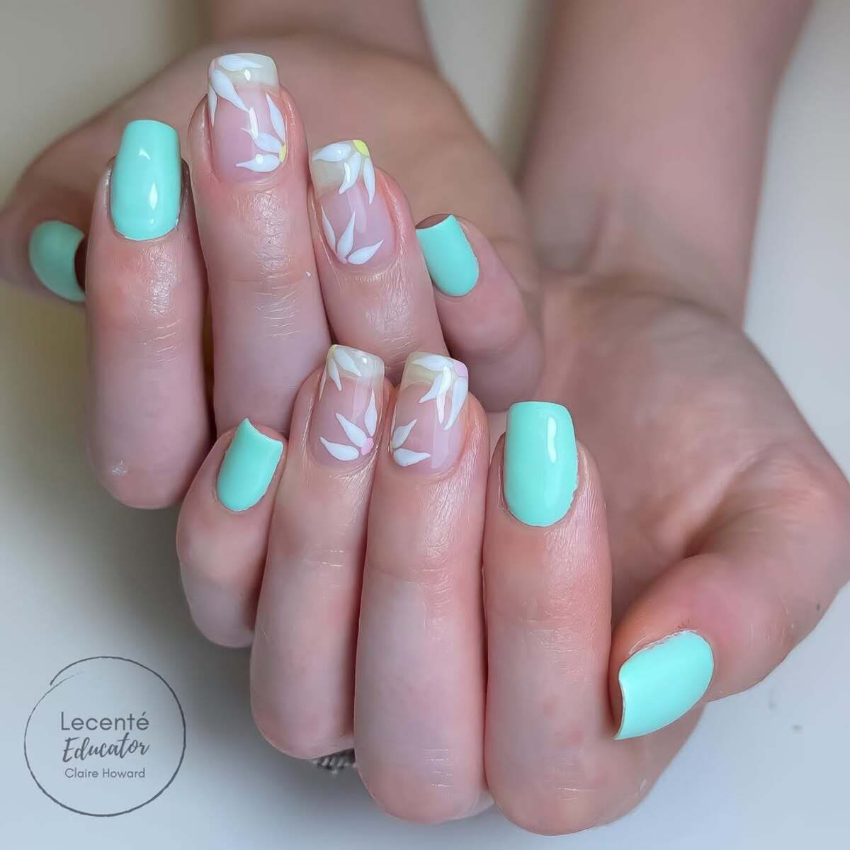 16. Soft Mint with Delicate White Florals