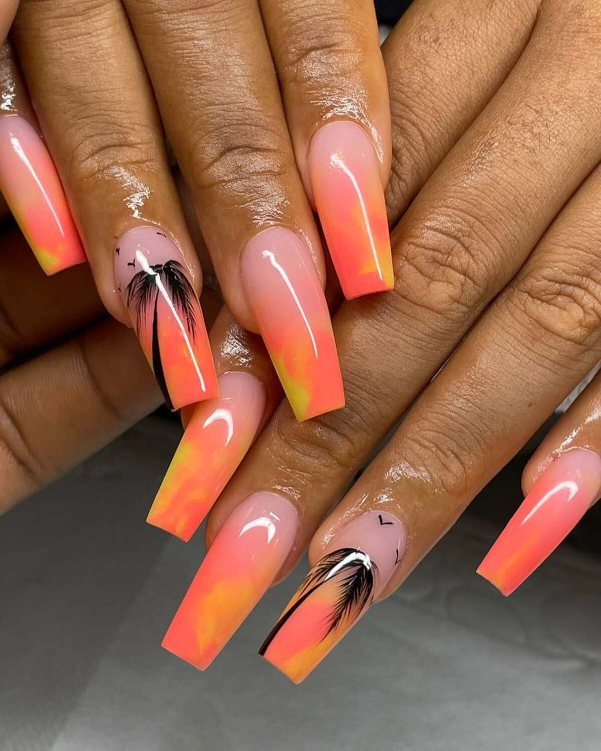 22. Sunset Glow with Palm Tree Art