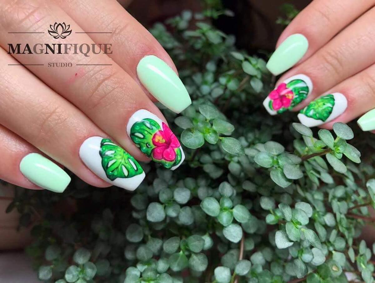 5. Lush Jungle Vibes in Mint and White