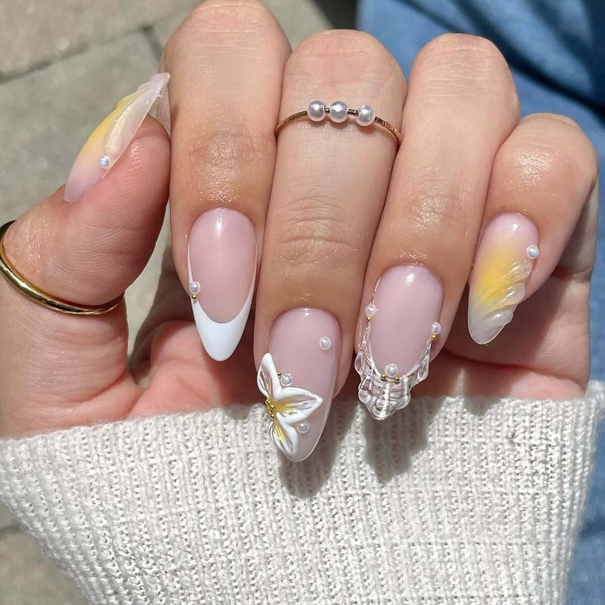 1. Elegant White & 3D Butterfly Accents