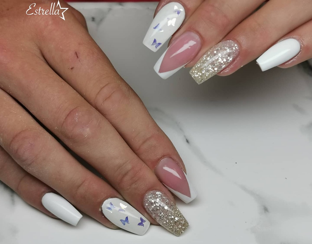 11. White & Glitter Butterfly Elegance