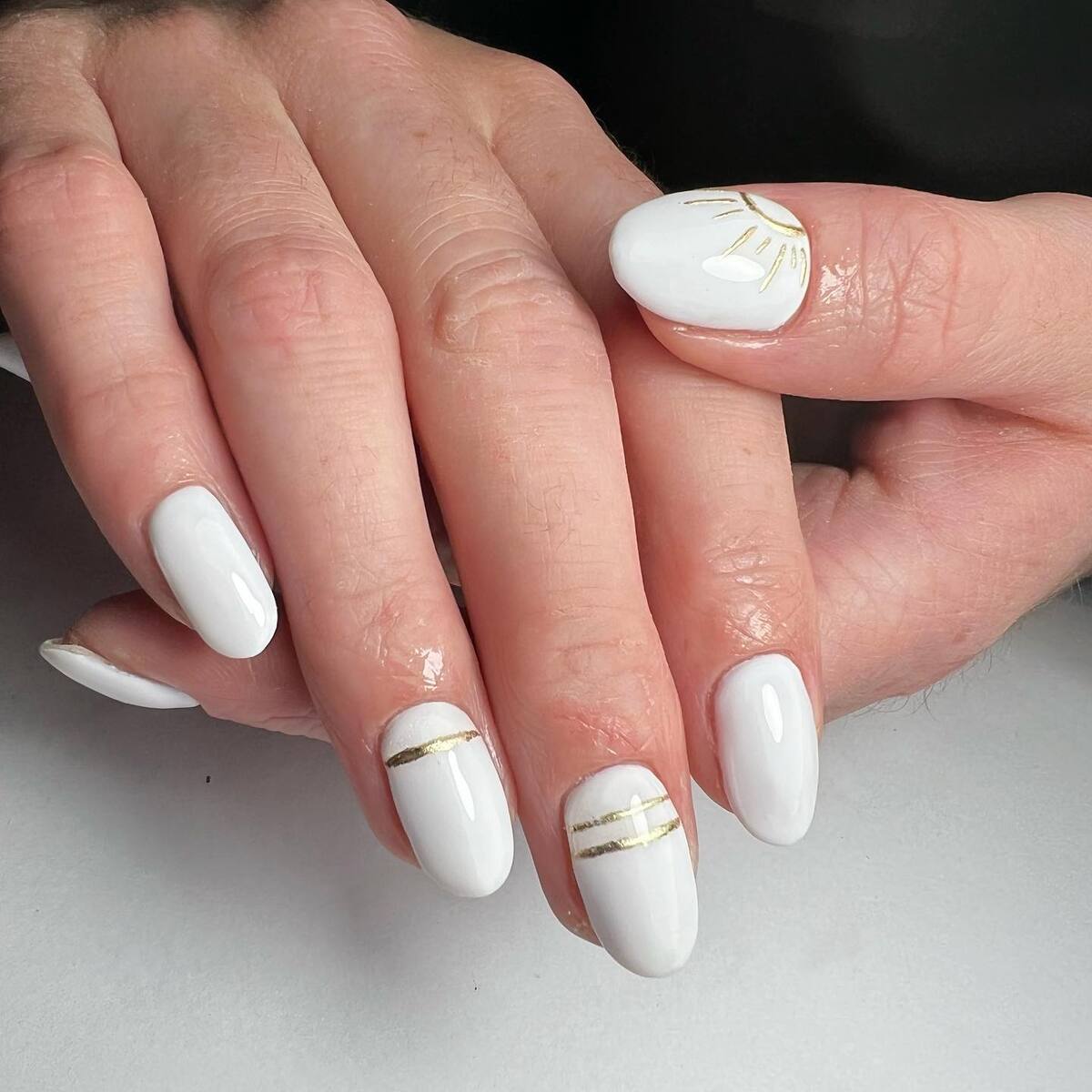 16. Classic White with Golden Sun Accents