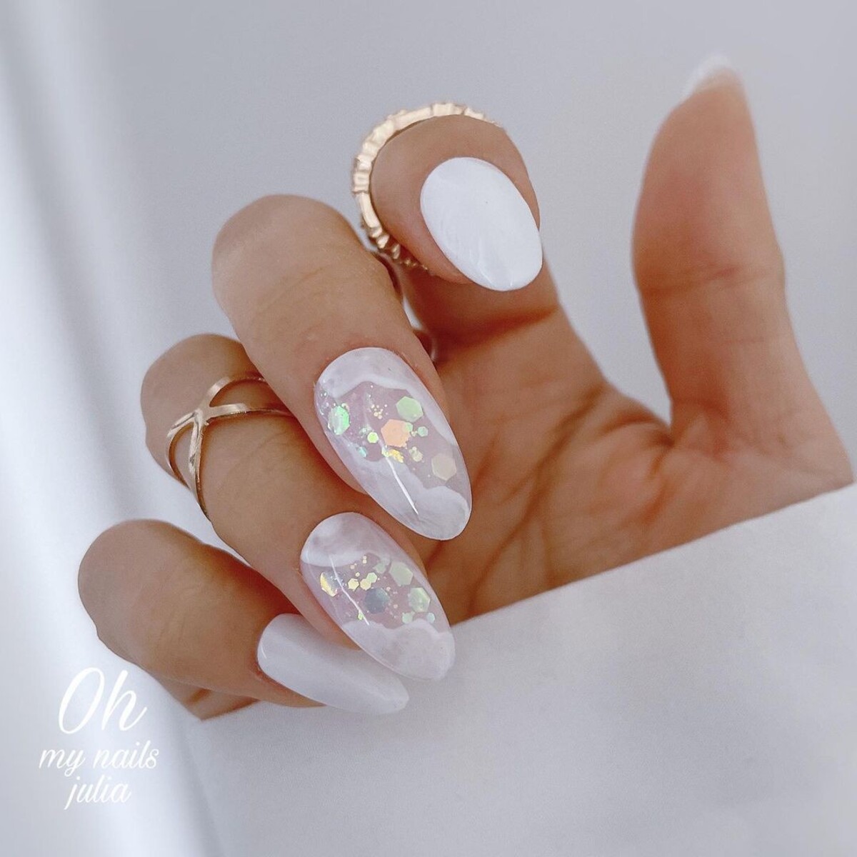 22. Sheer White with Iridescent Waves