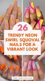 26 Creative Squoval Nails With Neon Swirls For A Bold Summer Manicure 3