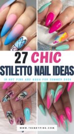 27 Chic Stiletto Nails In Hot Pink And Aqua For Summer 2024 1