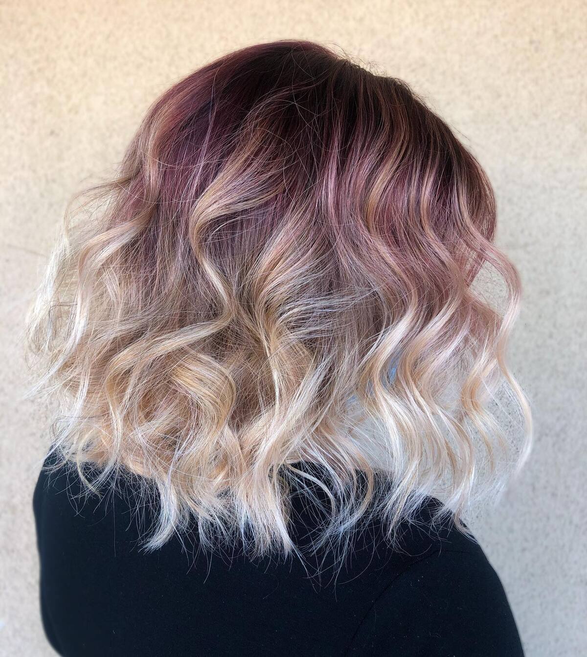 17. Dusty Rose and Platinum Ombre with Soft Curls