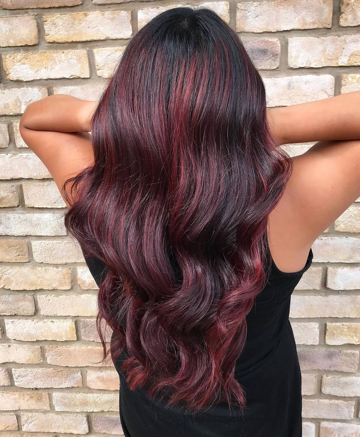 20. Black Cherry Ombre with Glossy Waves