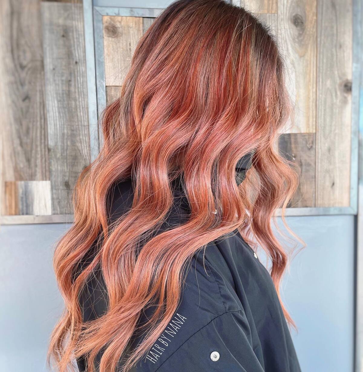 26. Rose Copper Ombre with Glossy Loose Waves
