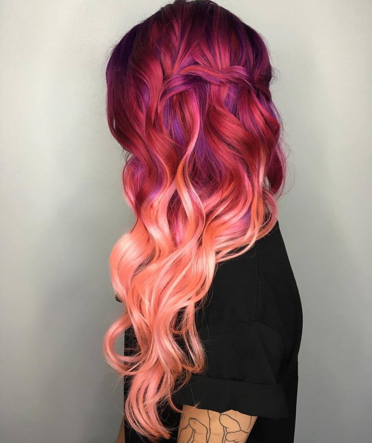 6. Sunset Sorbet Ombre with Cascading Curls