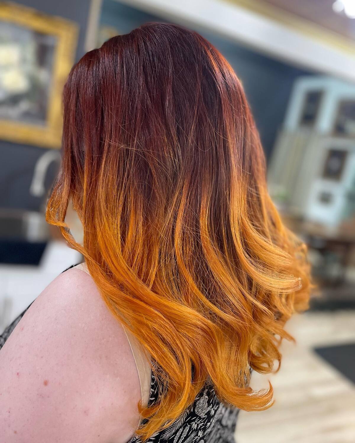 7. Fiery Copper Ombre with Burnt Orange Ends