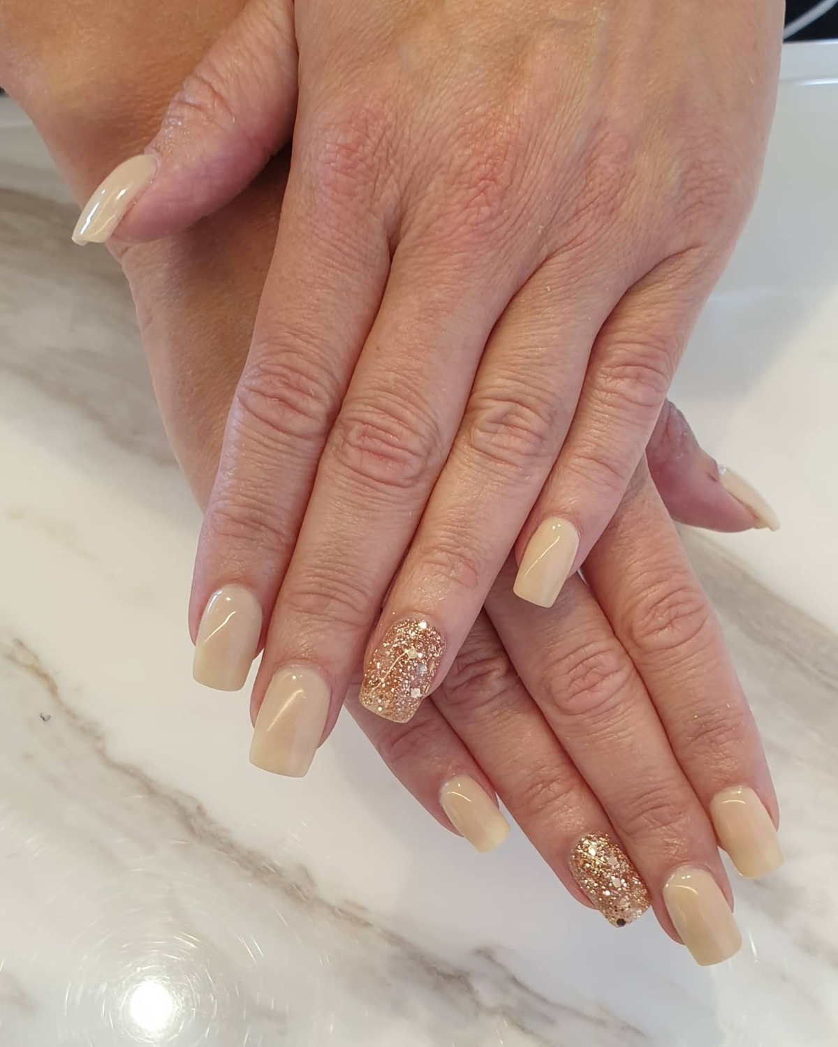 20. Elegant Nude with a Touch of Autumn Sparkle