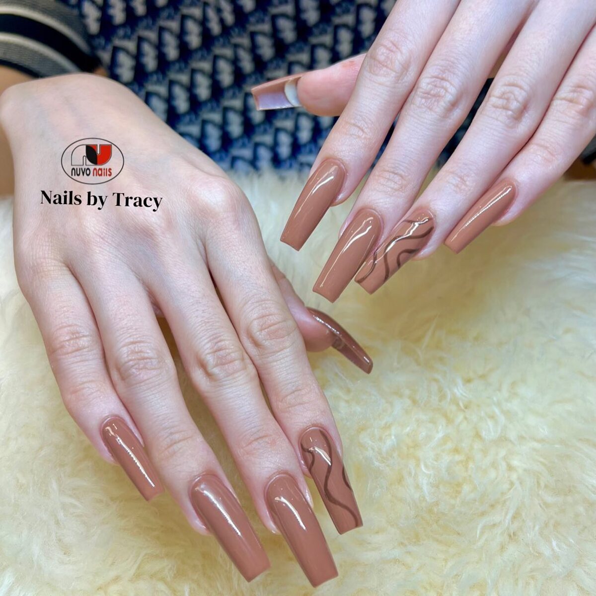 4. Warm Mocha Elegance with Subtle Art