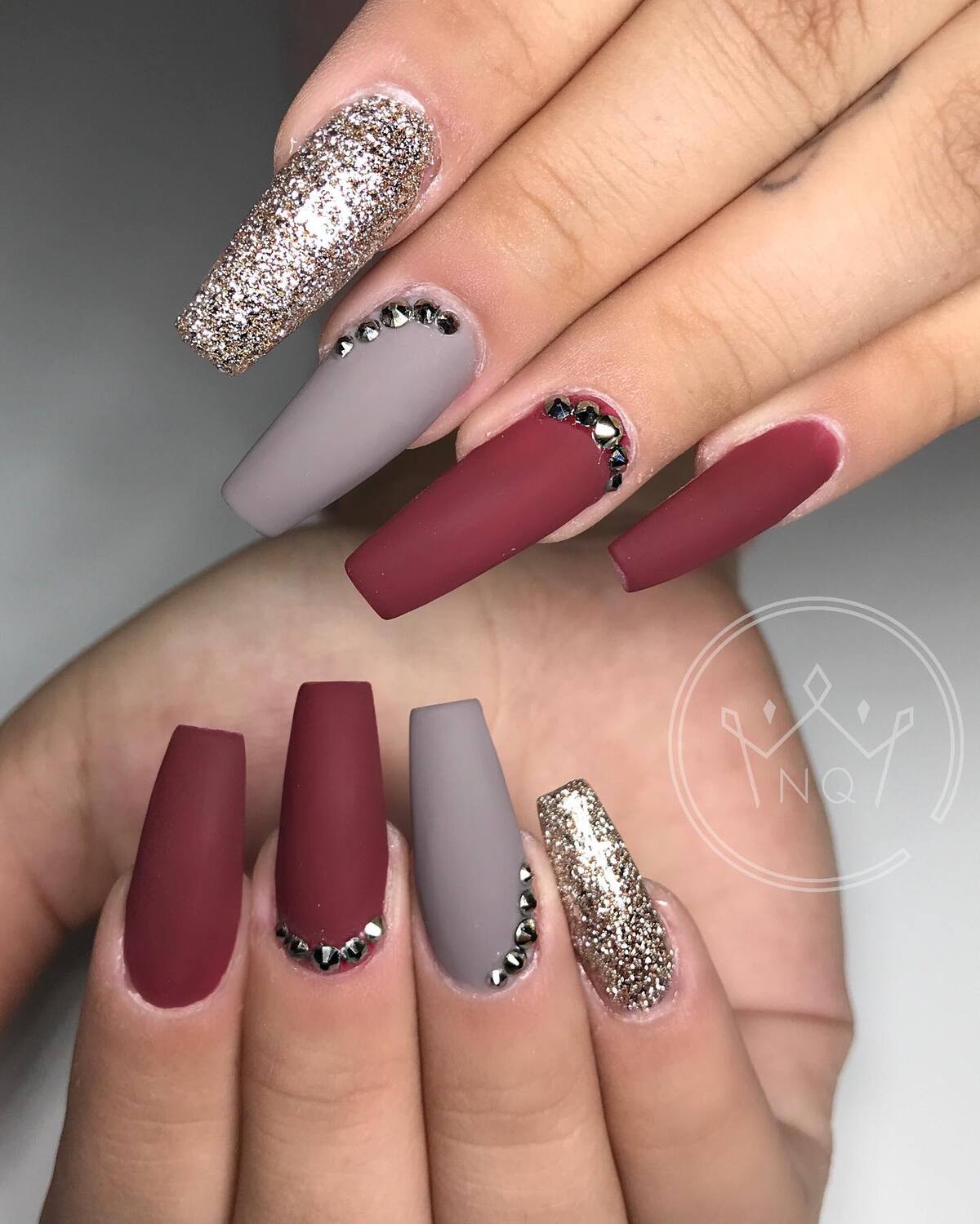 7. Glamorous Burgundy and Taupe With Gold Accents