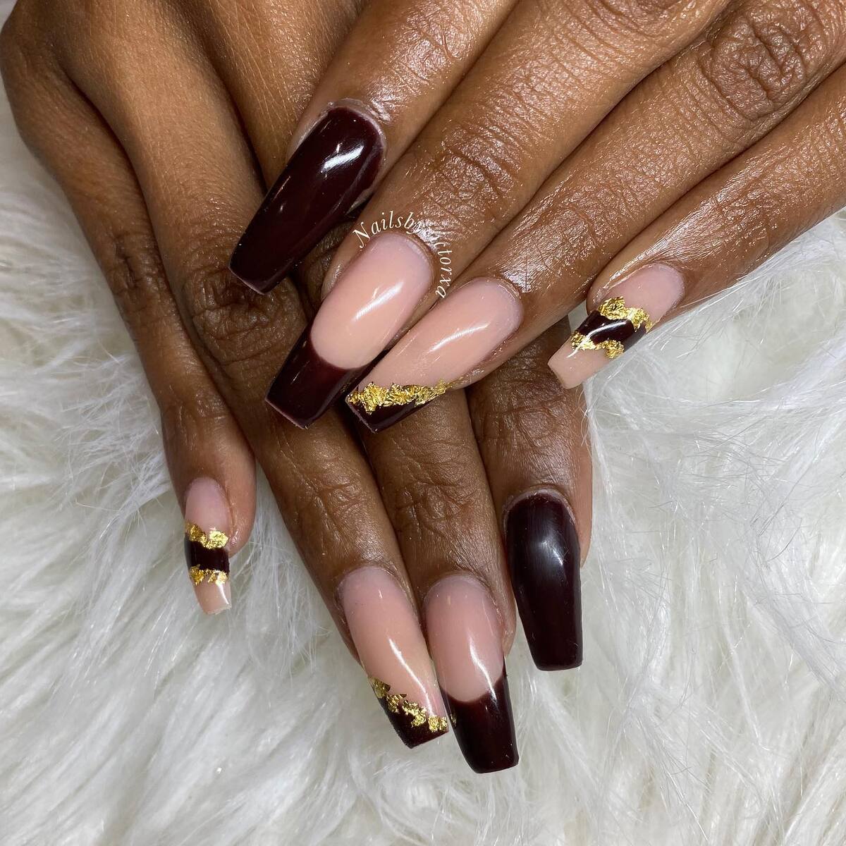 12. Burgundy Luxe with Gold Foil Touches